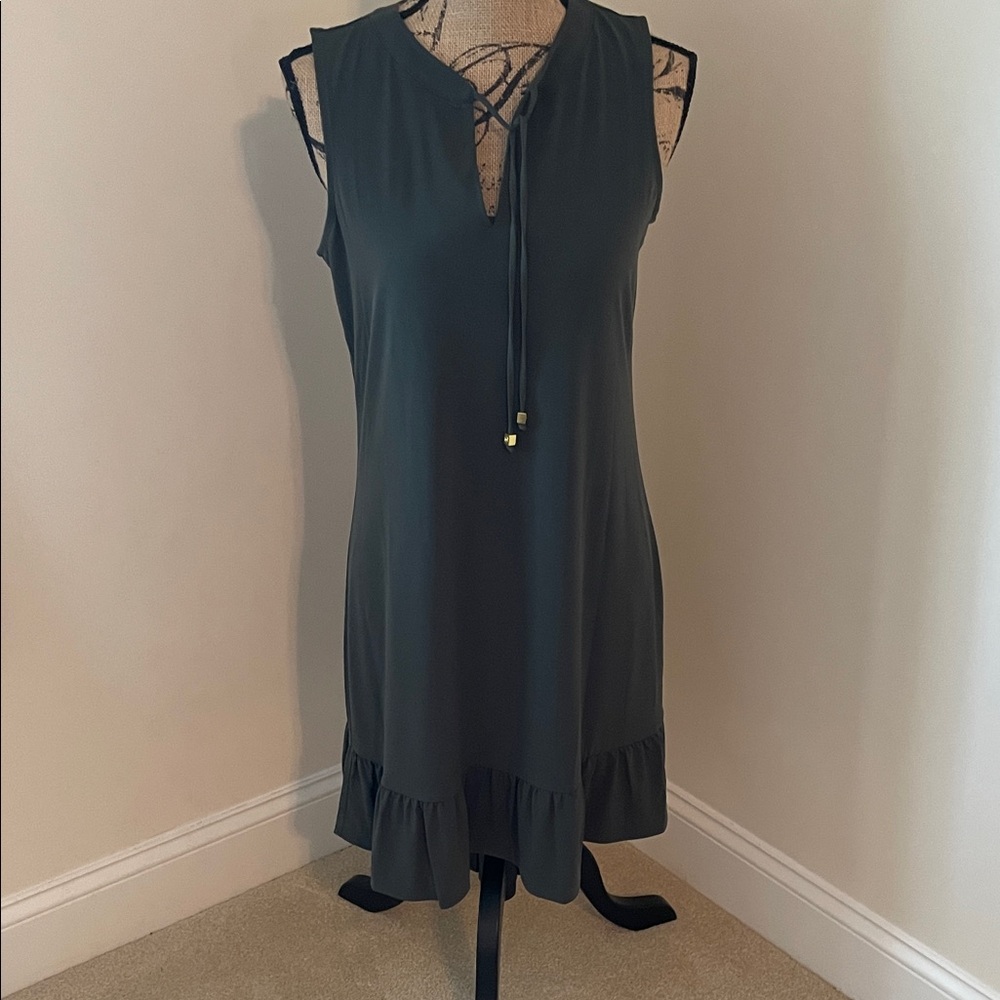 Michael Kors Dark Green Sleeveless Mini Dress